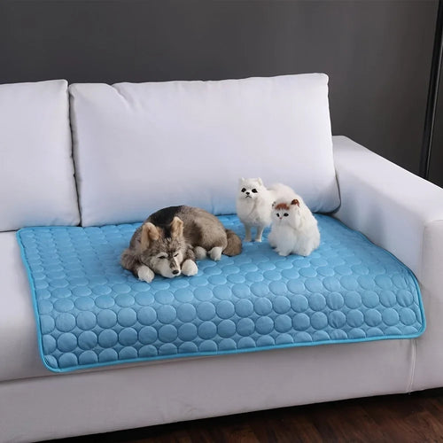 Protector TEMPLA sobre un sofá, con mascota descansando encima